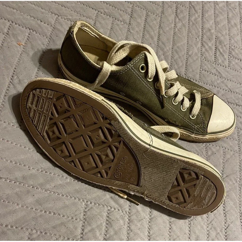 Vintage Converse All Stars Shoes Mens Size 10 Army Green Y2K Natural Hemp Rare
